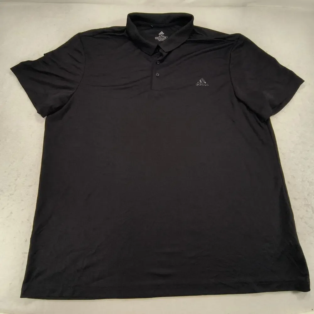 Adidas Casual Short Sleeve Collared Polo Shirt Adult Mens Size 2XL Black